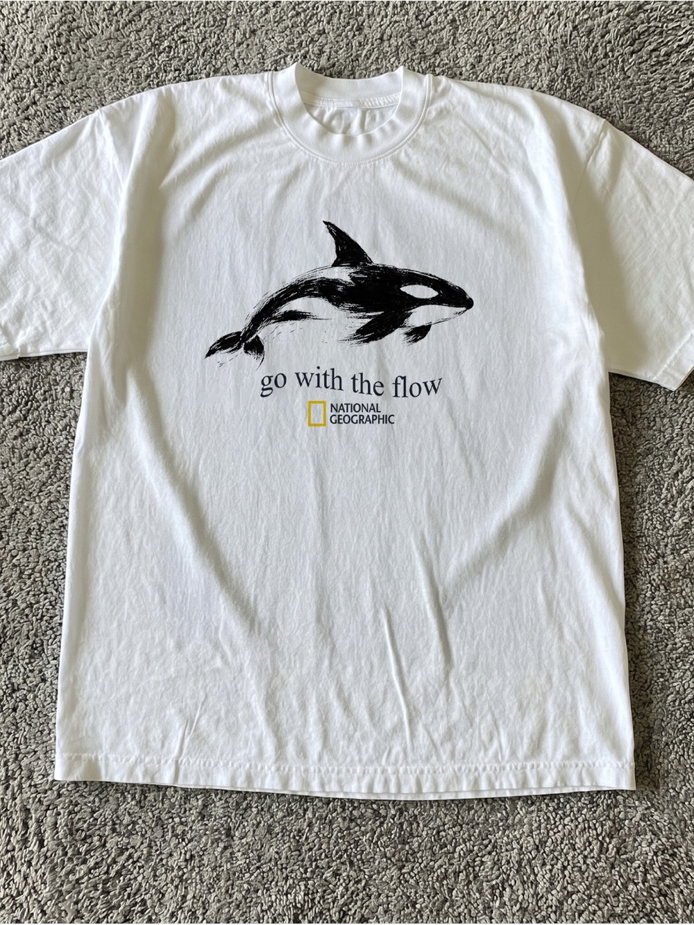 Gildan White T-Shirt with Black Orca and Yellow Logo